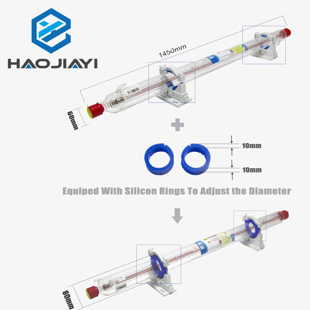 

HAOJIAYIYongli H Series H1 70-75W CO2 Laser Tube Length 1100 Dia.60mm Wooden Box Packing for CO2 Laser Engraving Machine