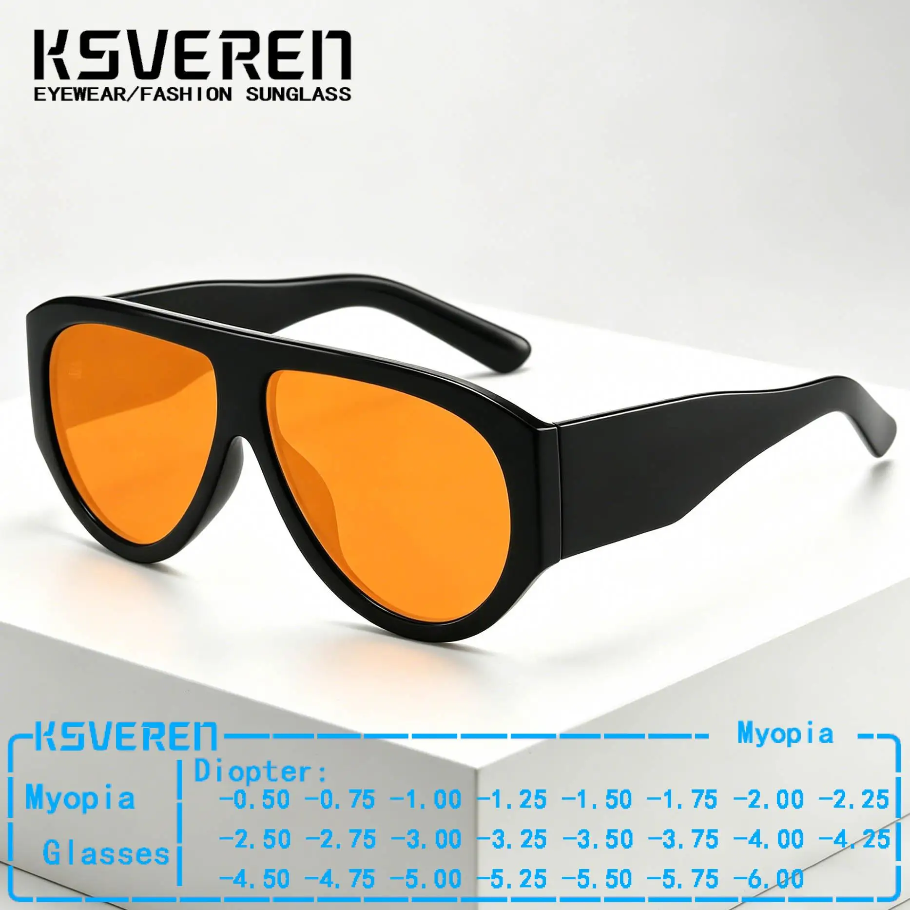 

Large Frame Prescription Myopia Sunglasses Pilot Men Women Outdoor Black Shade Sun Glasses With Diopter -0.5 -1.0 To -6.0