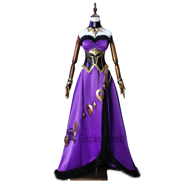 

The Fallen Morgana New Skin Purple Gothic Women Dress Cosplay Costume Game LOL Outfit Halloween Carnival Party Play Role Clothes