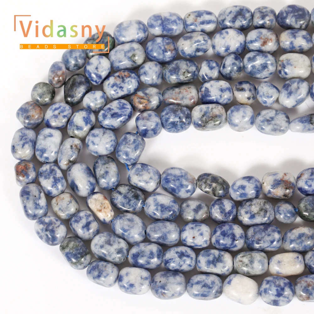 8-10mm Natürliche Blaue Fleckensteine, Unregelmäßige Ovale Lose Perlen für Schmuckherstellung, DIY-Armbänder und Accessoires – Detail 4