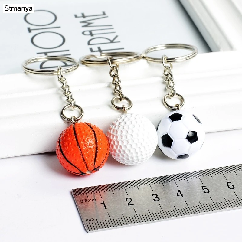 New Fashion Sports Keychain Car Key Chain Key Ring Football Basketball Golf ball Pendant Keyring For Favorite Sportsman\'s Gift