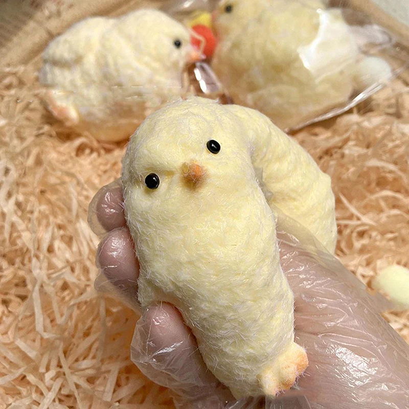 Handmade Yellow Big Chicken Plush Silicone Pinching Toys Cute Hen Chicks Taba Squeezing Toy Fuzzy Release Hand Stress