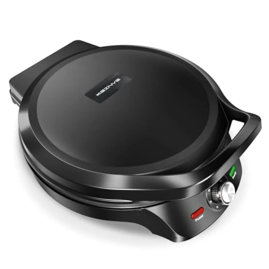 

1500W Electric Griddle 2-in-1 Indoor Griddle and Pizza Maker with Non-Stick Coating Black 30-Min Timer and Auto Shut-Off 12 180