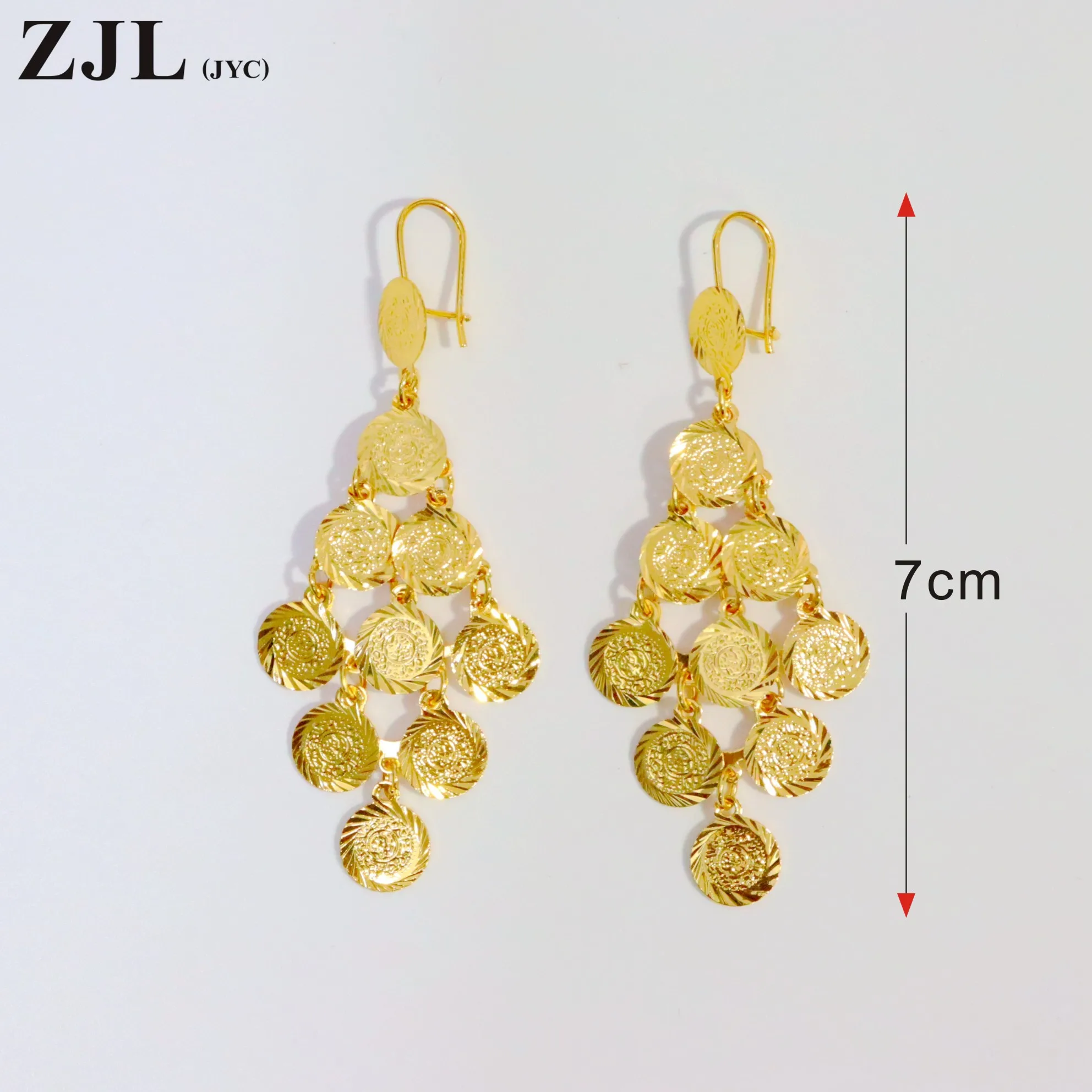 Exquisite Gold-Plated Tassel Coin Earrings for Fashionable Women