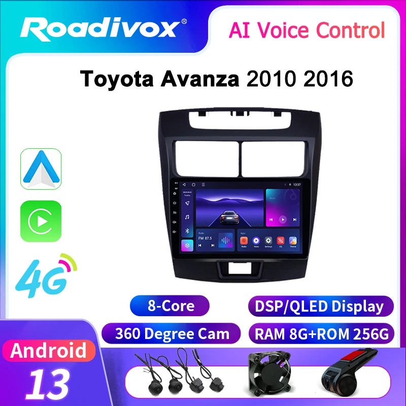 

roadivox Android car radio for Toyota Avanza 2010 2016 stereo GPS Navigation video Multimedia Player tape recorder carplay