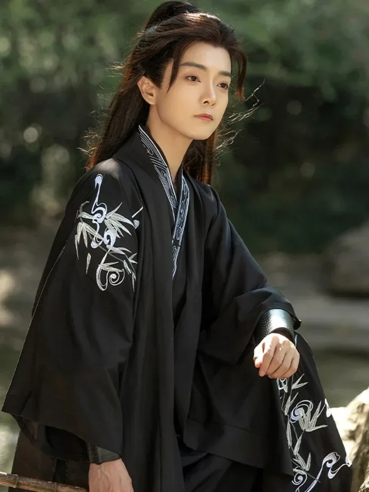 Chinese Traditional Hanfu Clothing Man Ancient Swordsman Halloween Cosplay Costume Black Stage Performance Ethnic Hanfu Outfit - Image 4