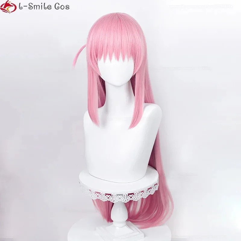 2025 أنيمي Gotou Hitori تأثيري 80 سنتيمتر طويل الوردي مستقيم الشعر مقاومة للحرارة النساء شعر مستعار للحفلات + غطاء شعر مستعار