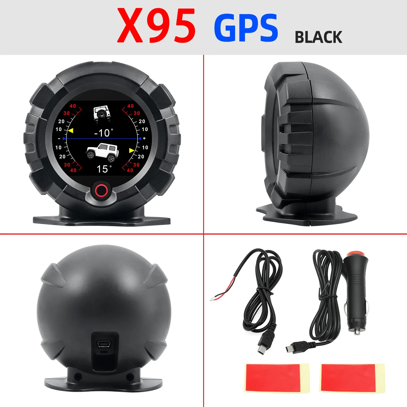 X95 Head Up Display for GPS HUD Vehicle Speed Display Inclinometer Universal Easy Install Speedometer Slope Meter MPH/KMH