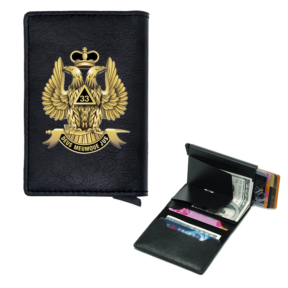 

Fashion Masonic 33 Eagle Cover Rfid Credit Card Holder Men Wallets Bank Cardholder Case Small Slim Thin Mini Women Wallet