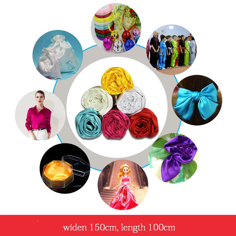 SISISILK 100cm*150cm satin fabric milk silk brocade cloth 16 colors