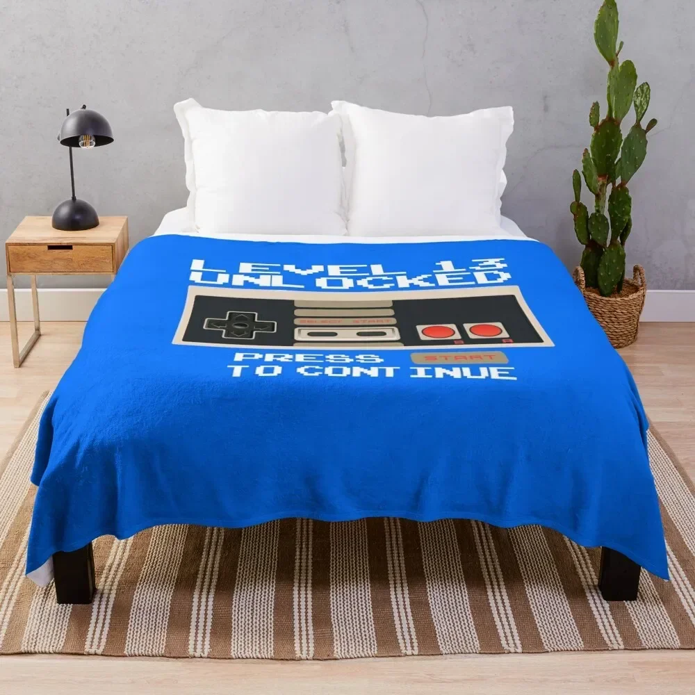 Level 13 Unlocked Funny 13th Birthday Gift for Video Gamers Throw Blanket Summer Beddings Bed Fashionable Camping Blankets