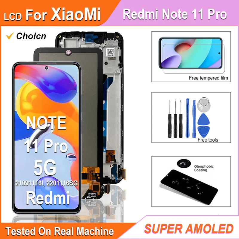 6.67\'\' Super AMOLED LCD For Xiaomi Redmi Note 11 Pro LCD Touch Screen Digitizer Assembly For Redmi Note 11 Pro 5G LCD Display