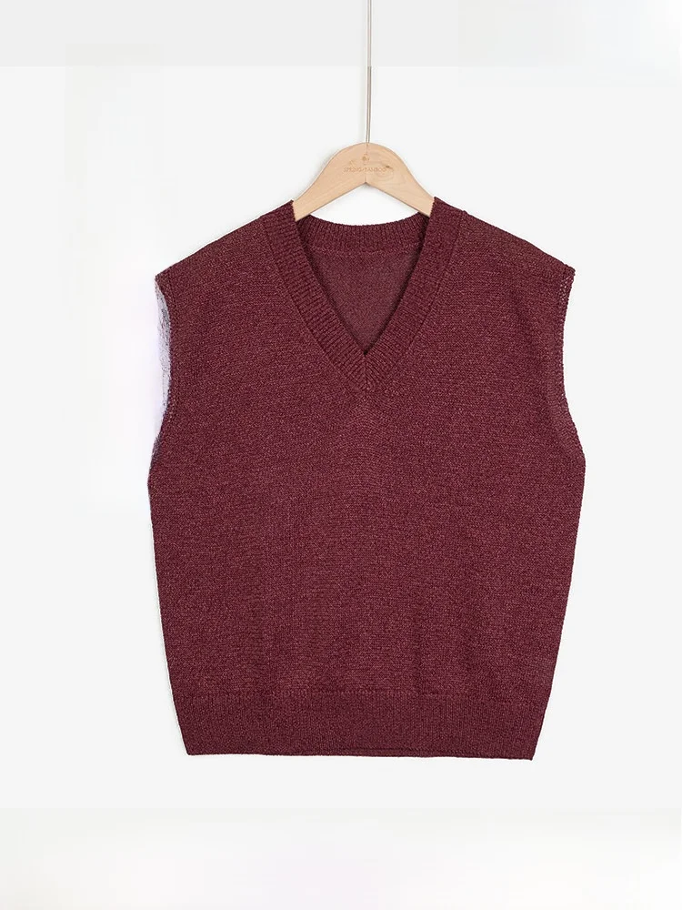 봄 대나무 바이오닉 슬리 홀로우 아웃 니트 베스트 슬림 V넥 탑 여성용 패션 코튼 라이오셀 혼방 스트레이트 컷