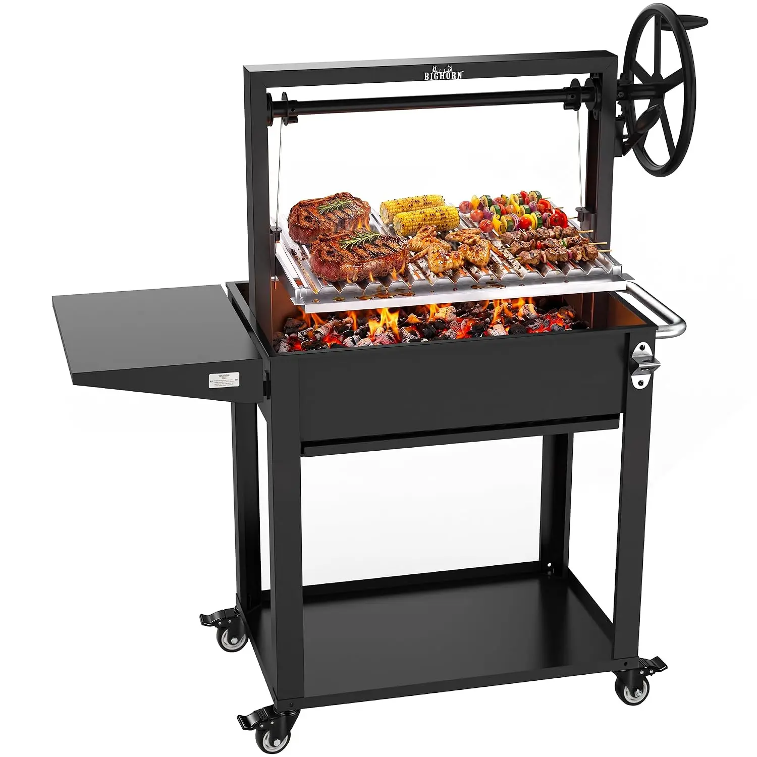Santa Maria Grill, Argentine Parrilla Grill with Adjustable Height Grate, Wood Fire & Charcoal BBQ Grill, Large, Customized