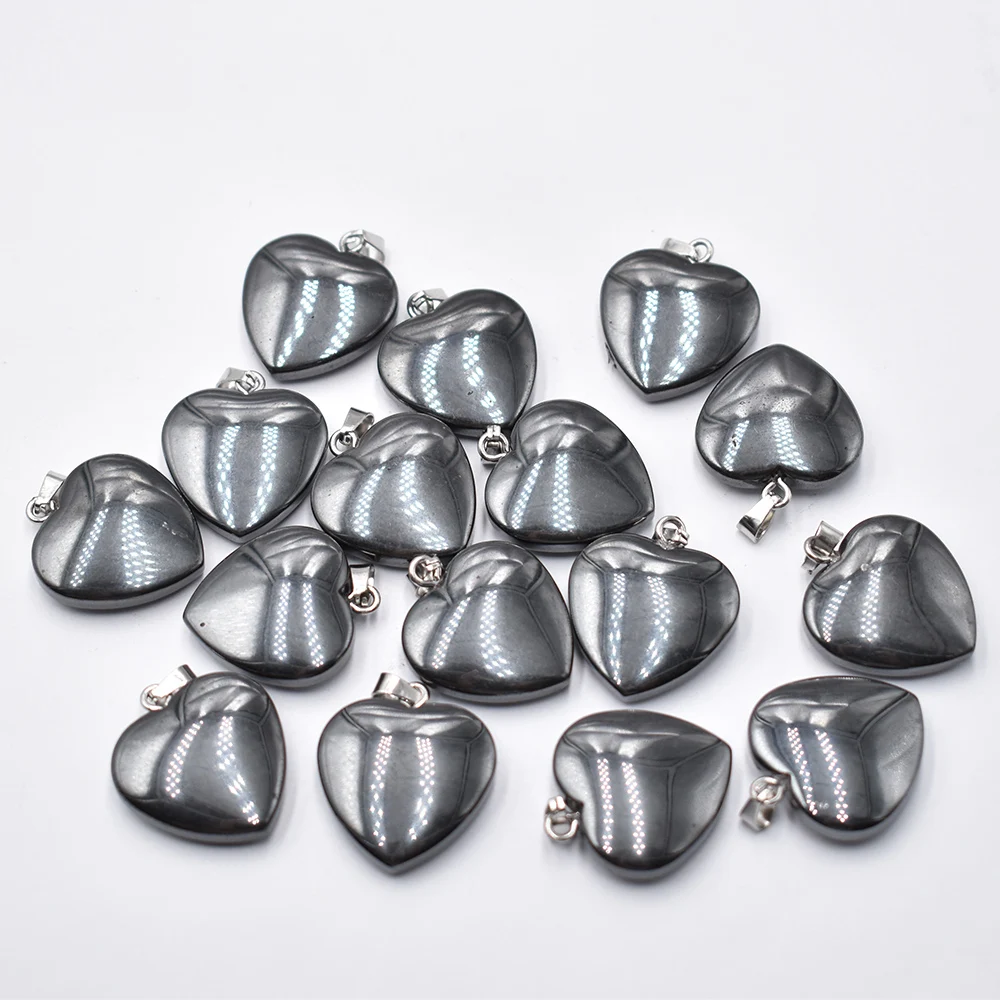 Großhandel 50 Stück/Lot Herzförmige Steinanhänger 20mm Charms Natürlicher Hämatitstein für DIY Schmuckherstellung Damengeschenk kostenloser Versand – Detail 2