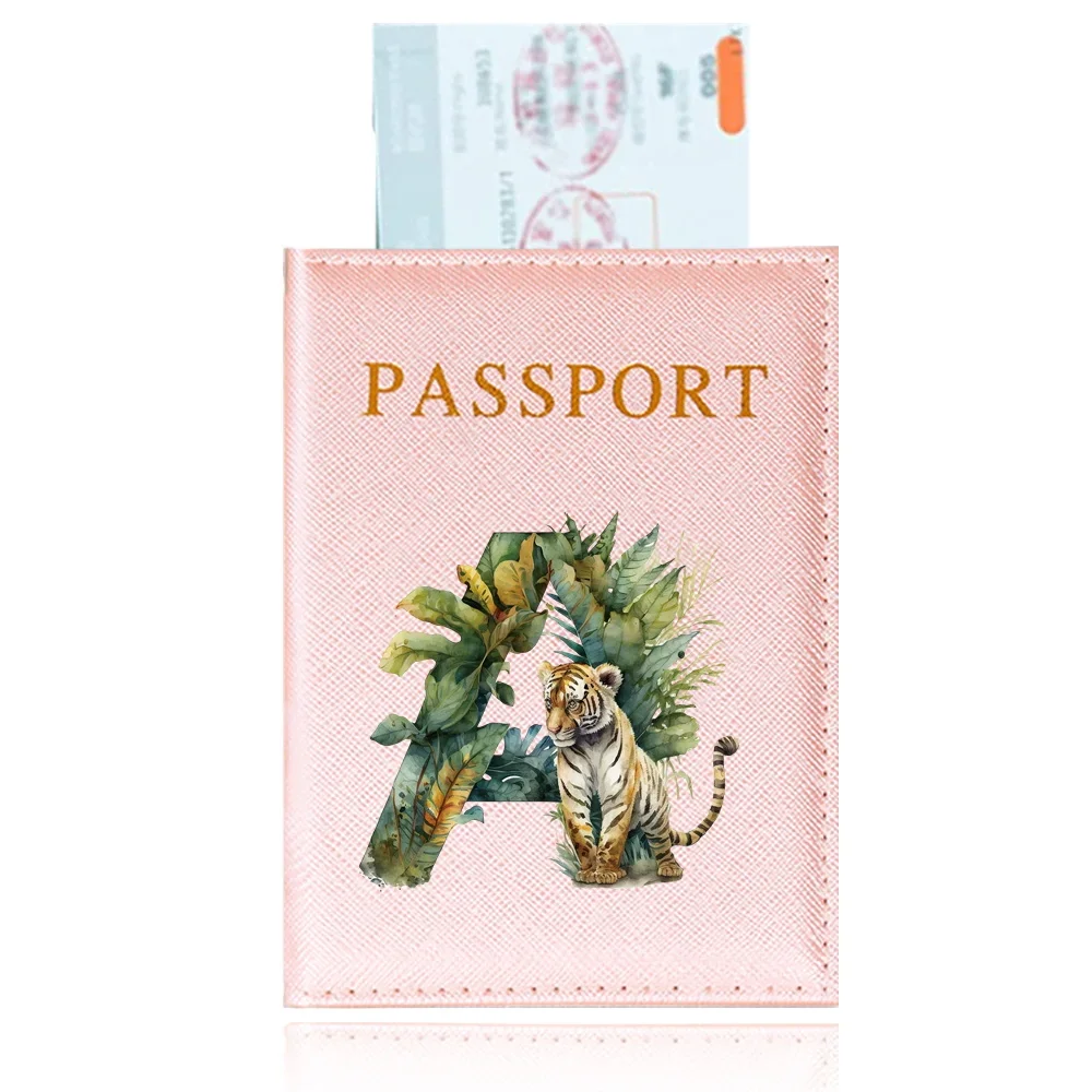 Bolsa de almacenamiento portátil para pasaporte, billetera de cuero PU multifunción con estampado de letras de Tigre de la selva, accesorios de viaje