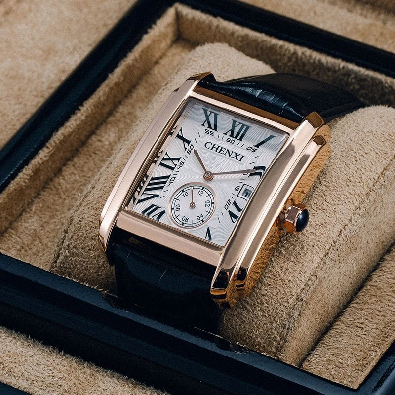 

Men's Watch, Square Leather Strap Quartz Watch, Male Student Korean Style Simple Trendy Casual Personality Small Square Wristwatch, the Best Birthday Gift for Him