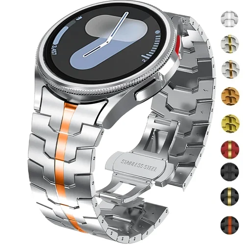 Correa de acero inoxidable para Samsung Galaxy Watch 7 6 5 4 40mm 44mm 6 Classic 43mm 47mm sin huecos banda de Metal 5Pro 45mm pulsera rápida