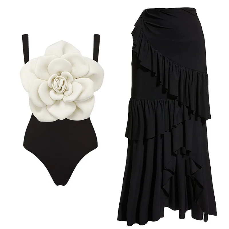 Maillot de bain une pièce sexy pour femme, col licou, imprimé floral 3D, maillot de bain, robe de plage, cache-maillot, monokini, maillot de bain, été