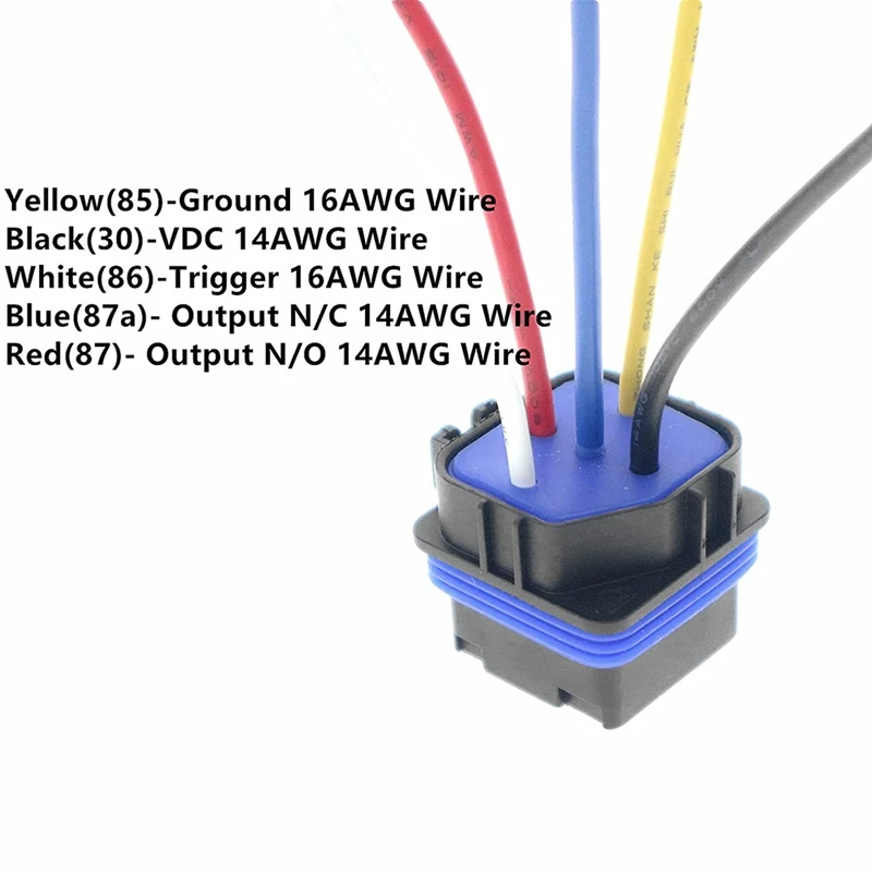 Relay 12V DC 5-PIN Waterproof With Harness 40/30 AMP & Inline Fuse Holder - Heavy Duty 12 AWG Tinned Copper Wires (6)