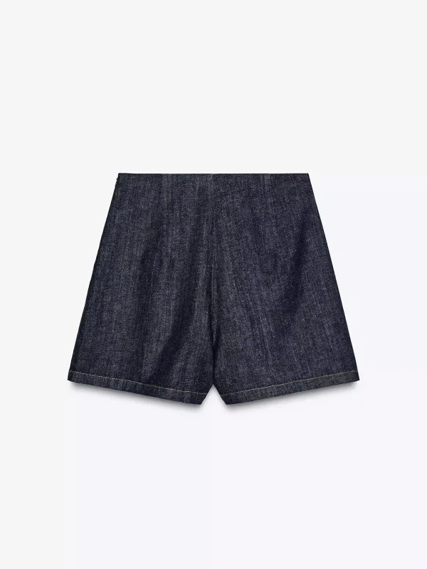 Letnia kolekcja 2025: Nowe spódnico-spodnie jeansowe z wysokim stanem, uniwersalne, z rozcięciem, modne spódnice damskie w kształcie litery A, dopasowane, bawełniane.