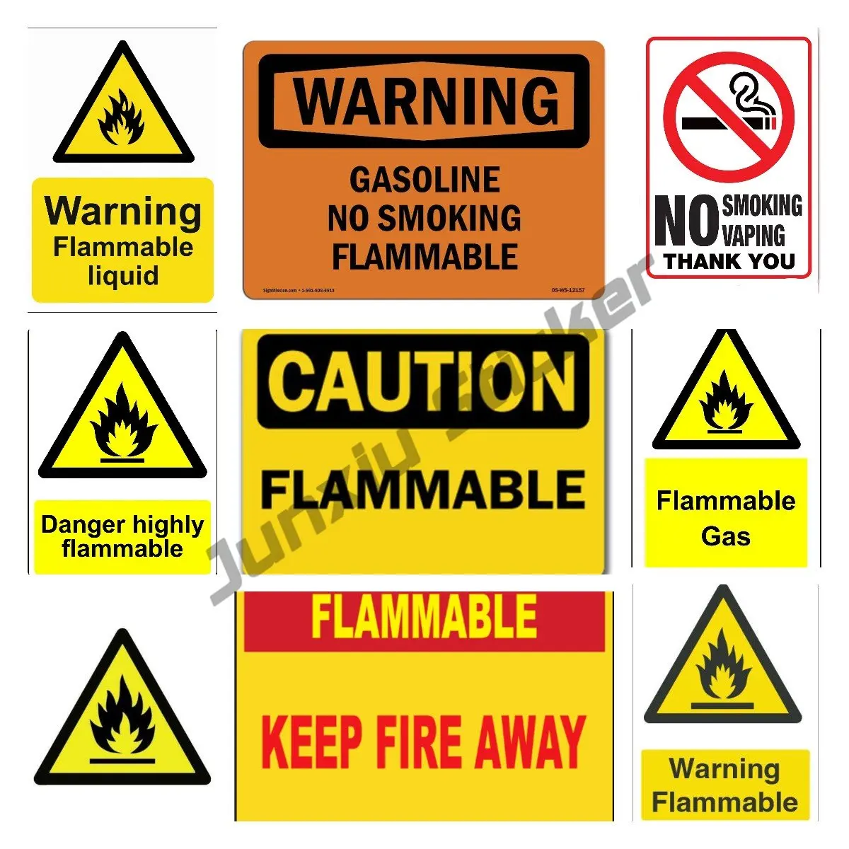 Warning LPG Highly Flamable Rigid Plastic Sign OR Sticker Hazard OSHA Decal Safety Non Smoking Decor