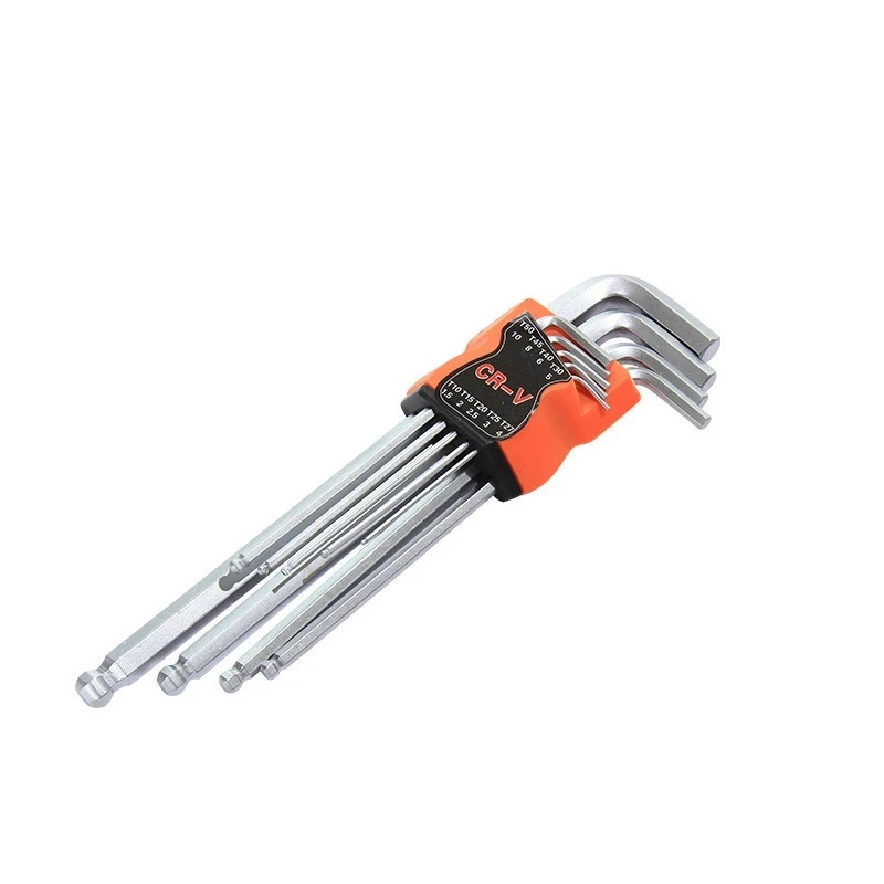 9PCS L Type Double-End Screwdriver Hex Wrench Set Allen Key Hexagon Flat Ball Torx Star Head Spanner Key Set Hand Tools