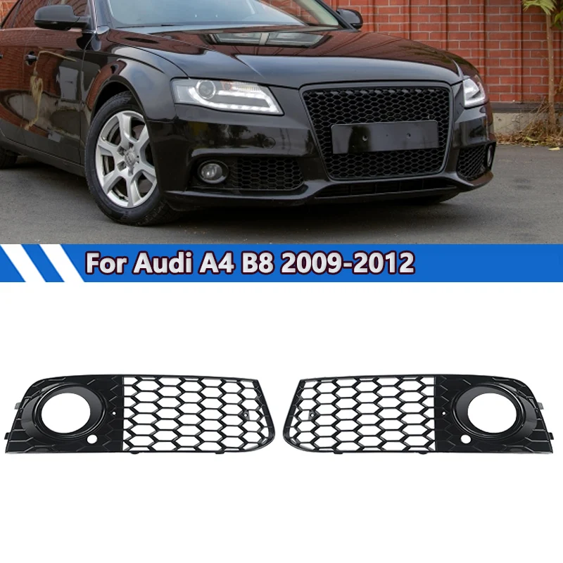 MAGICKIT 1 Pair of Fog Light Grille Fit for Audi A4 B8 2009-2011 Black ABS 8KD 807 681, 8KD 807 682 car accessories