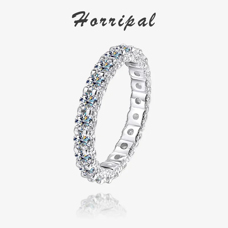 

Full Diamond Moissanite Ring 925 Sterling Silver Plated 18K White Gold with Certificate Engagement Ring for Women Luxury Jewelry