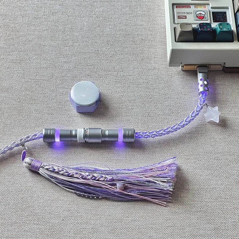 8k Aviator Aviation Plug Wire 1.4m Rgb Single Crystal Copper Purple Magnetic Axis Keyboard Cable Unknown Eorror D18 Accessories