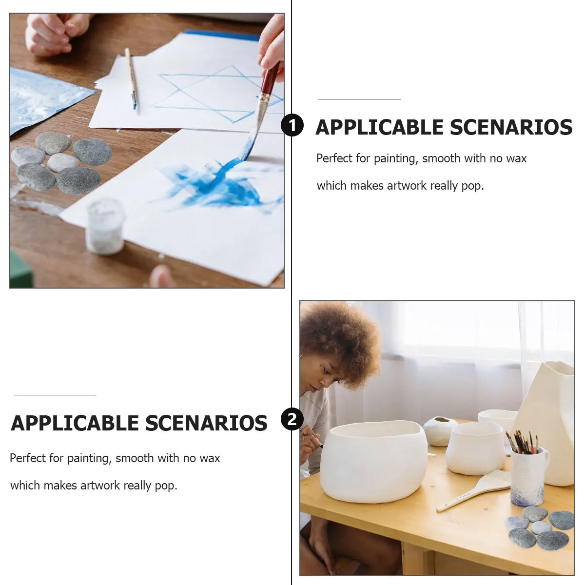 6Pcs Hand-Painted Rocks for Art Creations Smooth Stones 5-9cm Mixed Color Needed Perfect for Display Hand-Painted Rocks