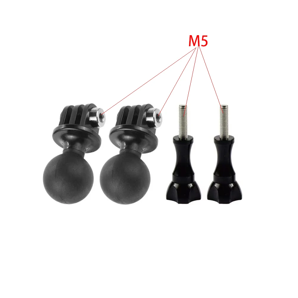 サムスクリュー付きボールヘッドマウントアダプター,GoPro Hero 7,6,5,4,3,3,黒,銀,白,dji osmo action,1 ", 2個