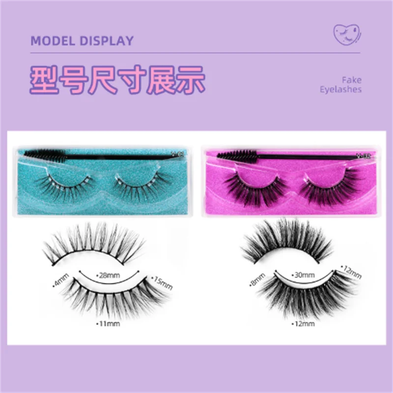 15 Styles série V couleur paillettes carte naturel Faux cils de vison avec brosse-Faux cils réutilisables pour beaux yeux