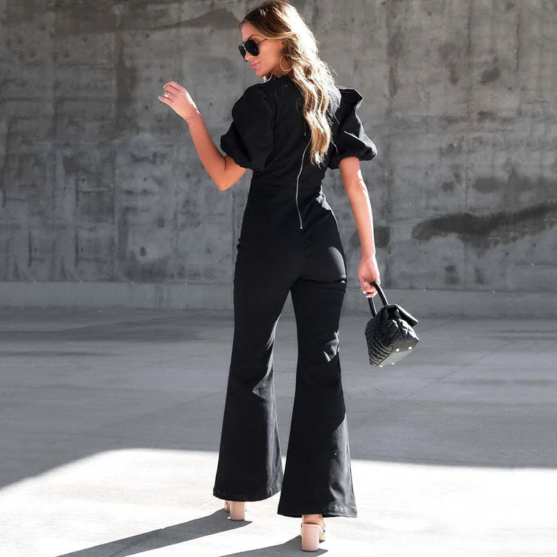 Ardm Elegant V-Neck Hollow Out Jumpsuit Women 2023 Sexy Slim Cross High Wasit Flare Pants Spring And Summer Streetwear Trousers