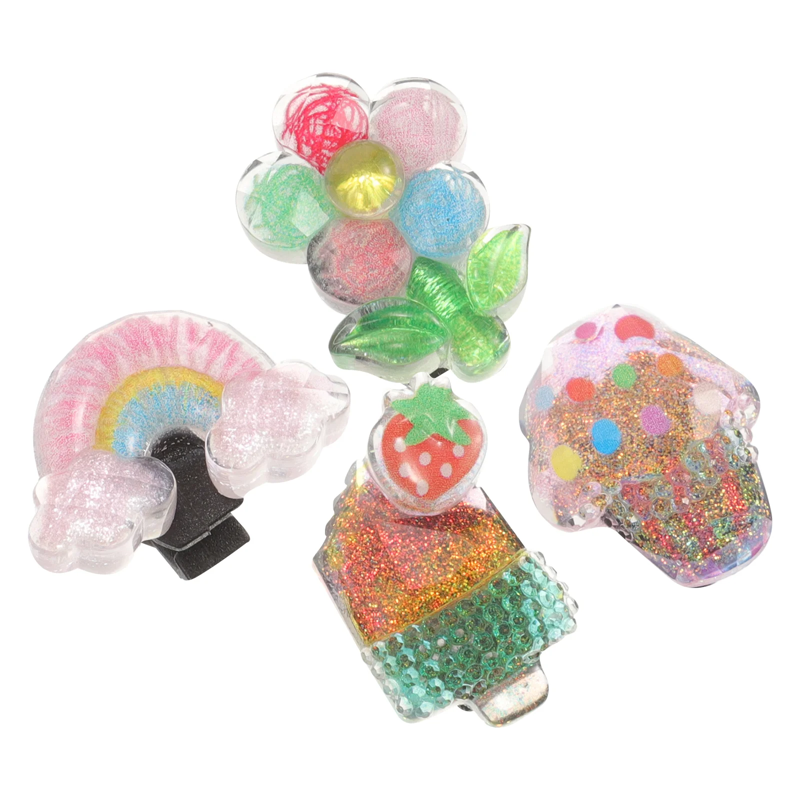 4 Pcs Shoelace Buckle Decorative Clips Girls Rainbow Shoes Charms for Plastic Detachable Child