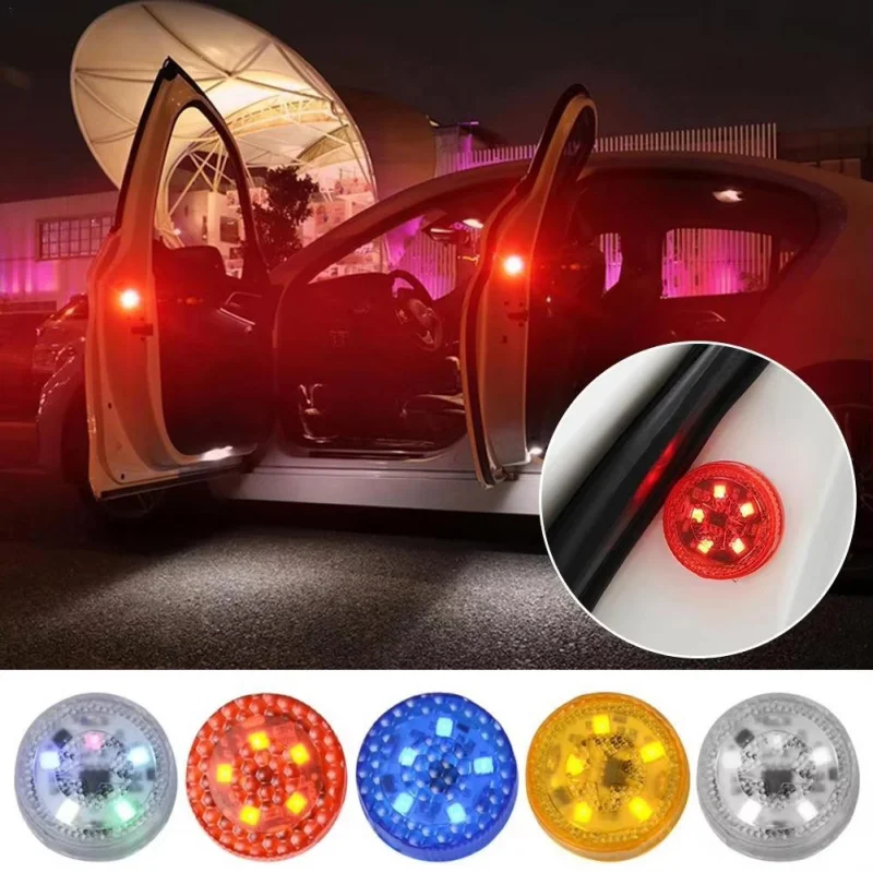 1-4pcs Universal LED Car Opening Door Safety Anti-collision Lights Magnetic Sensor Strobe Flashing Alarm Lights Parking Lamp
