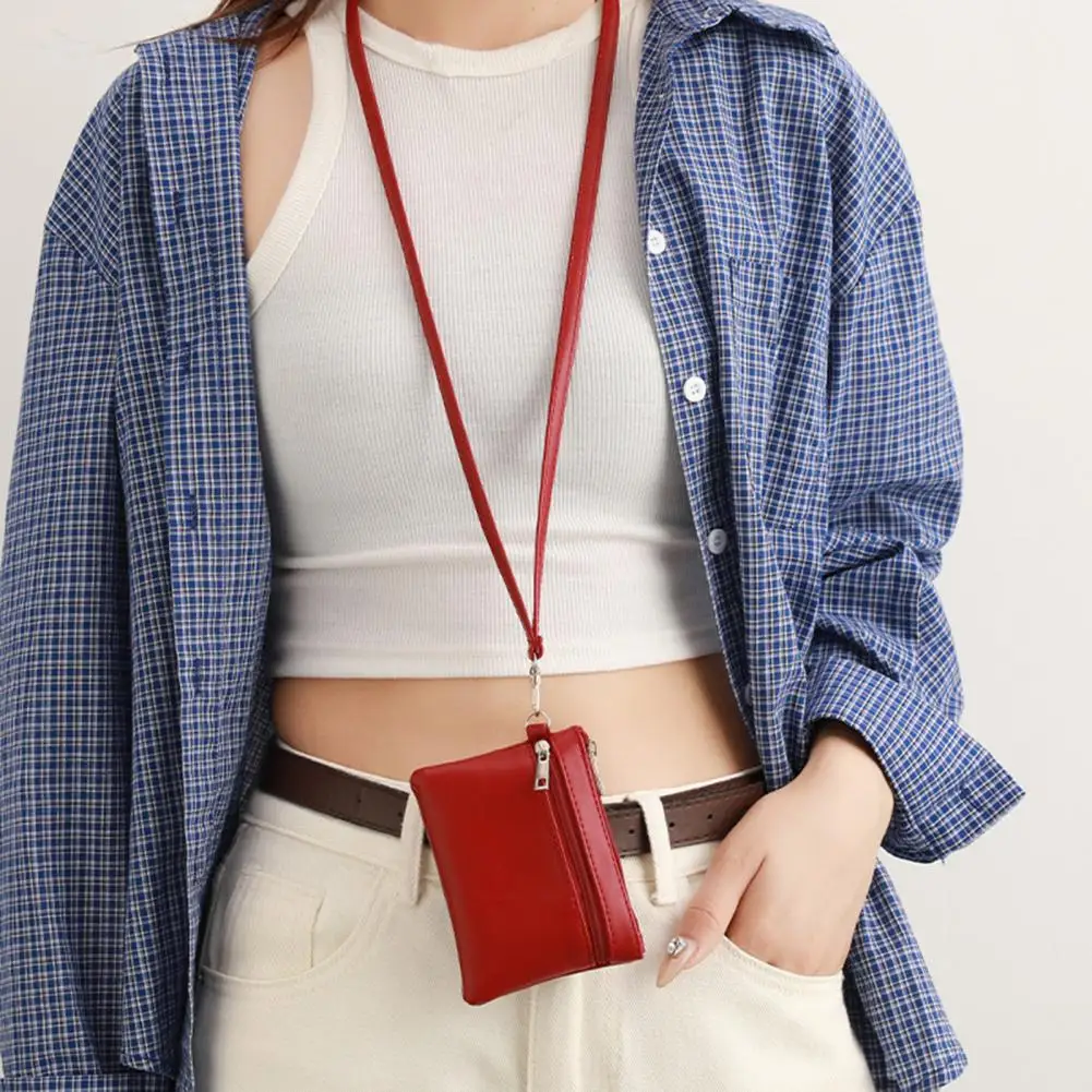 

Necklace Coin Wallet Neck Hanging Coin Purse with Removable Lanyard Zipper Closure Card Holder for Men And Women Daily Use Trave