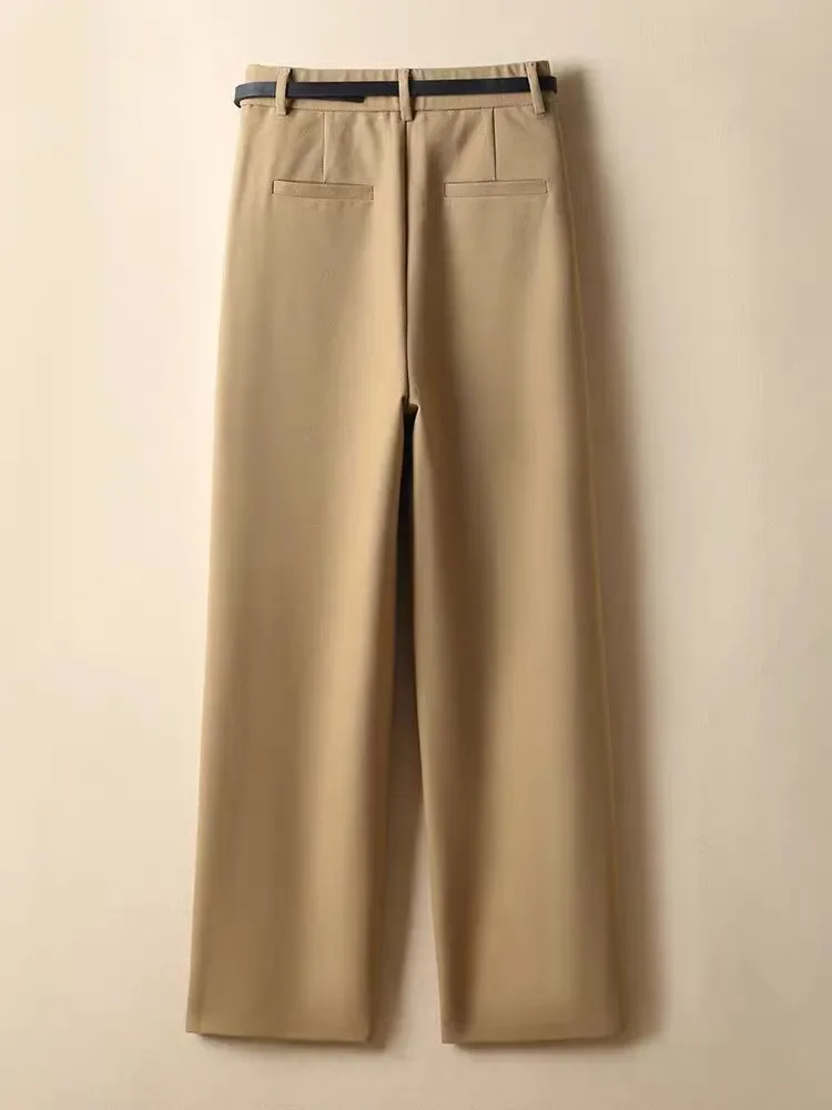 Female Formal Loose Suit Pants Women Office High Waist Wide Leg Pantalones Spring Fall Ol Solid Straight Calca Casual Trousers - Image 5