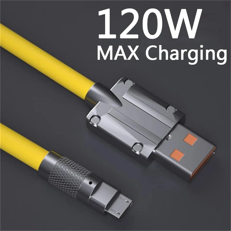 120W Super Fast Charging Cable Micro USB Type C Liquid Silicone Cable Quick Charge USB C Cable For Iphone Xiaomi Huawei Samsung