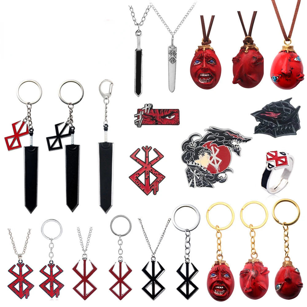 New Creative Anime Fashion Jewelry Key Chains Cosplay Costumes DIY Props Necklace Metal Brooches for Halloween Party Kids Gifts