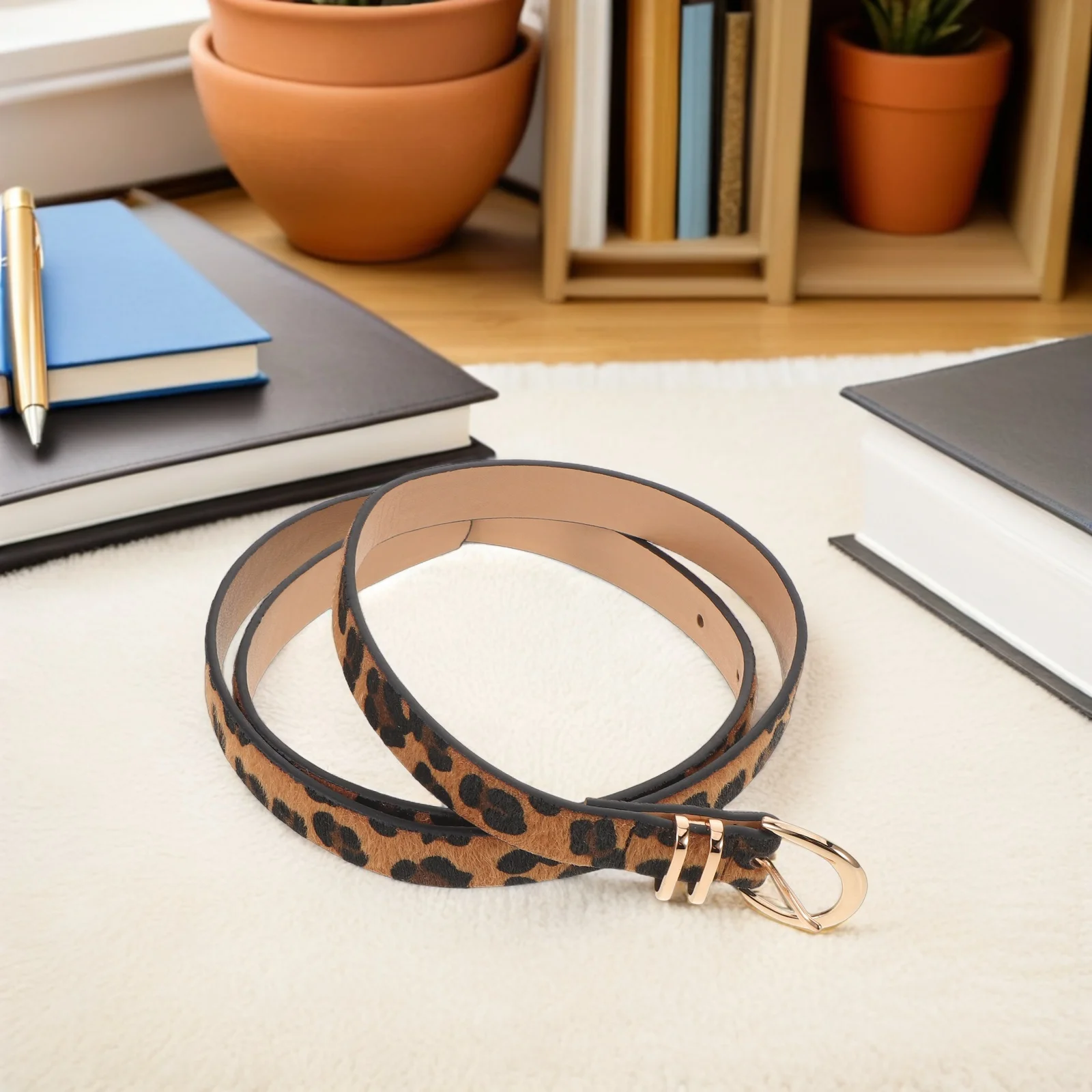 ليوبارد طباعة واسعة الخصر المرأة لينة فو حزام قابل للتعديل لفساتين الجينز خمر الحيوان طباعة حزام غير رسمي ل #1