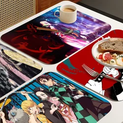 Anime Demon Slayer Printed Dish Drying Mat Super Absorbent Coffee Drain Pad Tableware Quick Dry Rug Kitchen Dinnerware Placemat