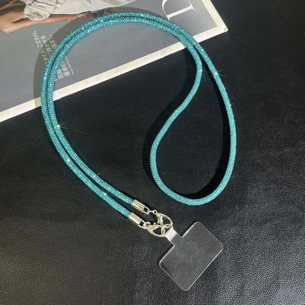 

Роскошный ремешок-цепочка для телефона с блестками и стразами, на шею, через плечо, с защитой от потери и падения