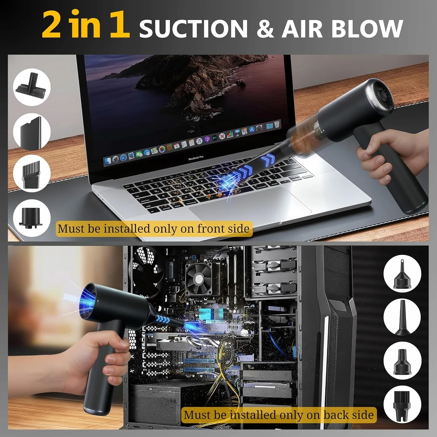 Car Vacuum Cordless Handheld Vacuum Cleaner Mini Portable Car Vacuum Brushless Motor Rechargeable Type C Blower Inflator Deflator view 3