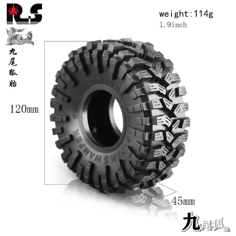 1.9-inch Universal Climbing Tire Nine Tailed Fox Tire for 1/10 RC Crawler Car AXIAL SCX10 III AX103007 Upgrade Modify Components