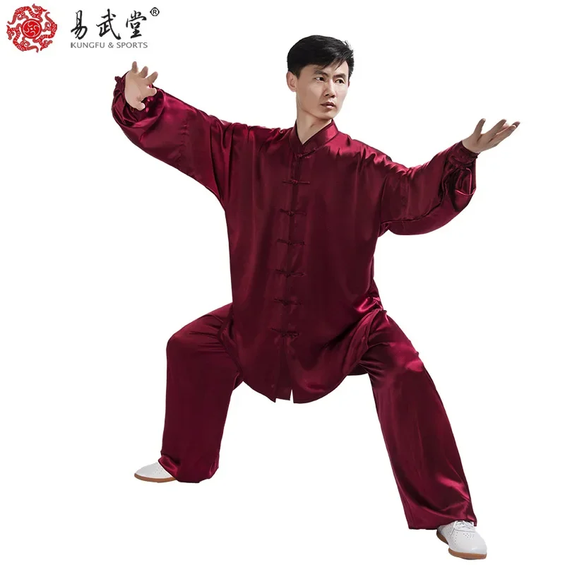 Unisex Yiwutang Tai Chi Uniforme Kung Fu Vestito 99% seta Arti marziali Abbigliamento tradizionale cinese Primavera Estate Set stagionali