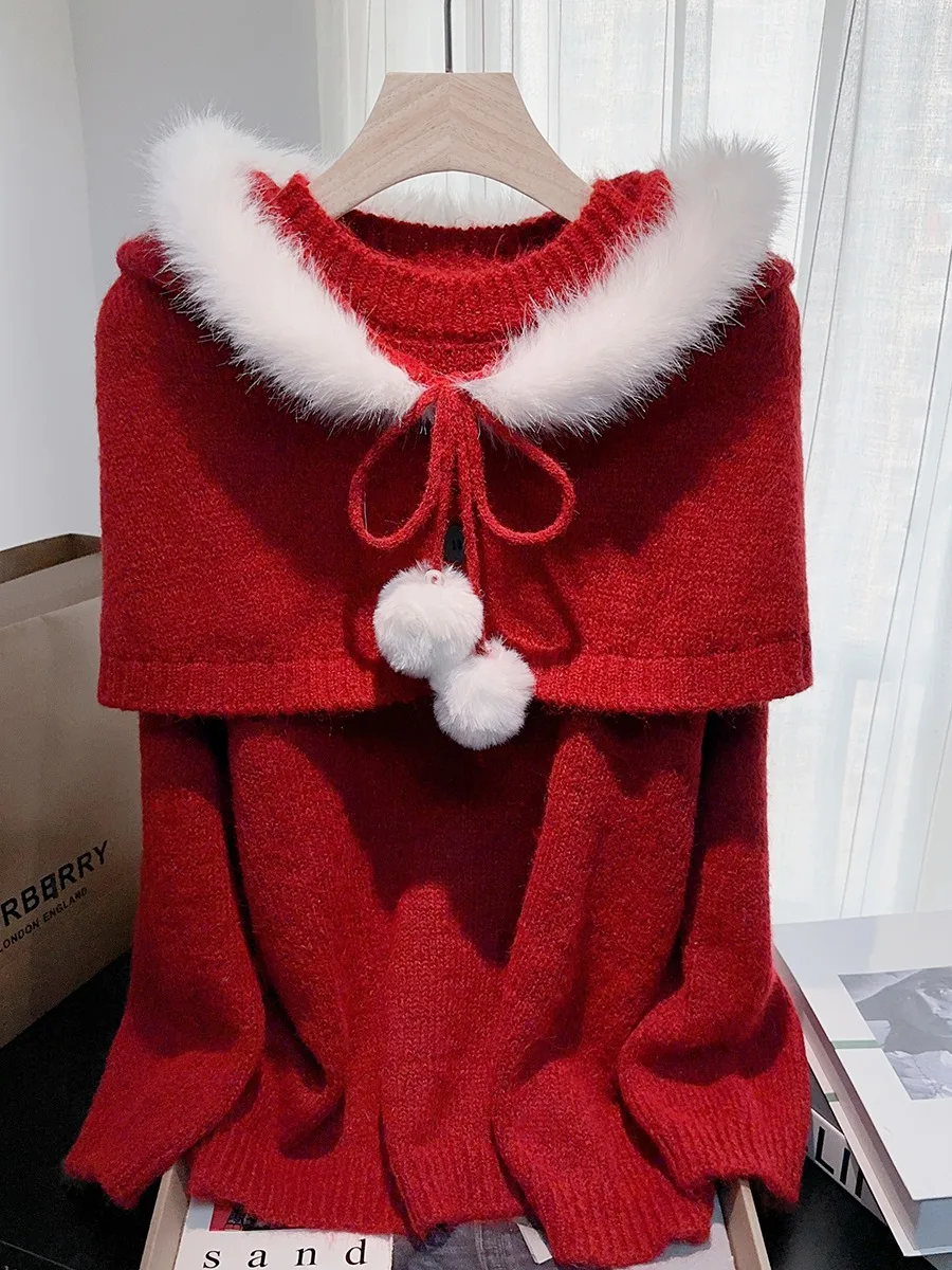 

Женский модный уникальный теплый комфортный длинный свитер Cisas Aosphere Red из трикотажа свободного кроя с круглым вырезом