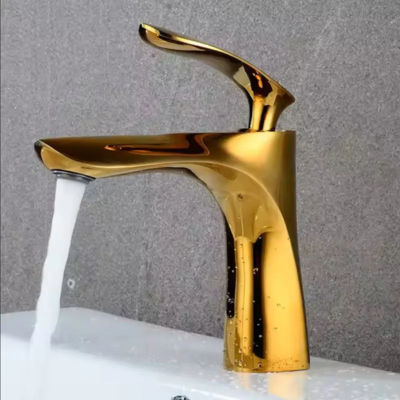 

Black/Gold Basin Mixer Tap, Brass Single Handle Bathroom Faucet, Hot Cold Water, Deck Mounted, Ceramic Valve, for Washroom