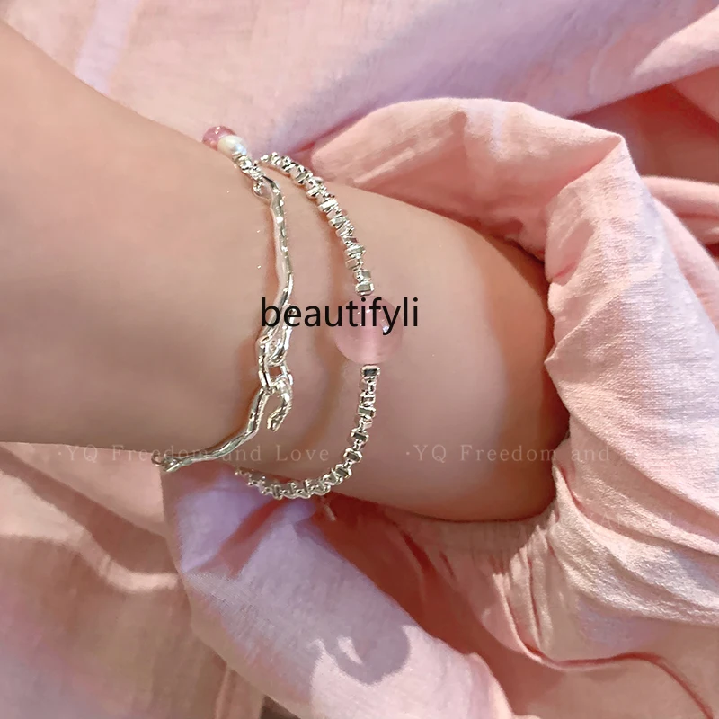 

Broken Silver Pearl Glaze Bracelet Light Luxury Minority Bracelet High Sense Refined Grace Couples Bracelet