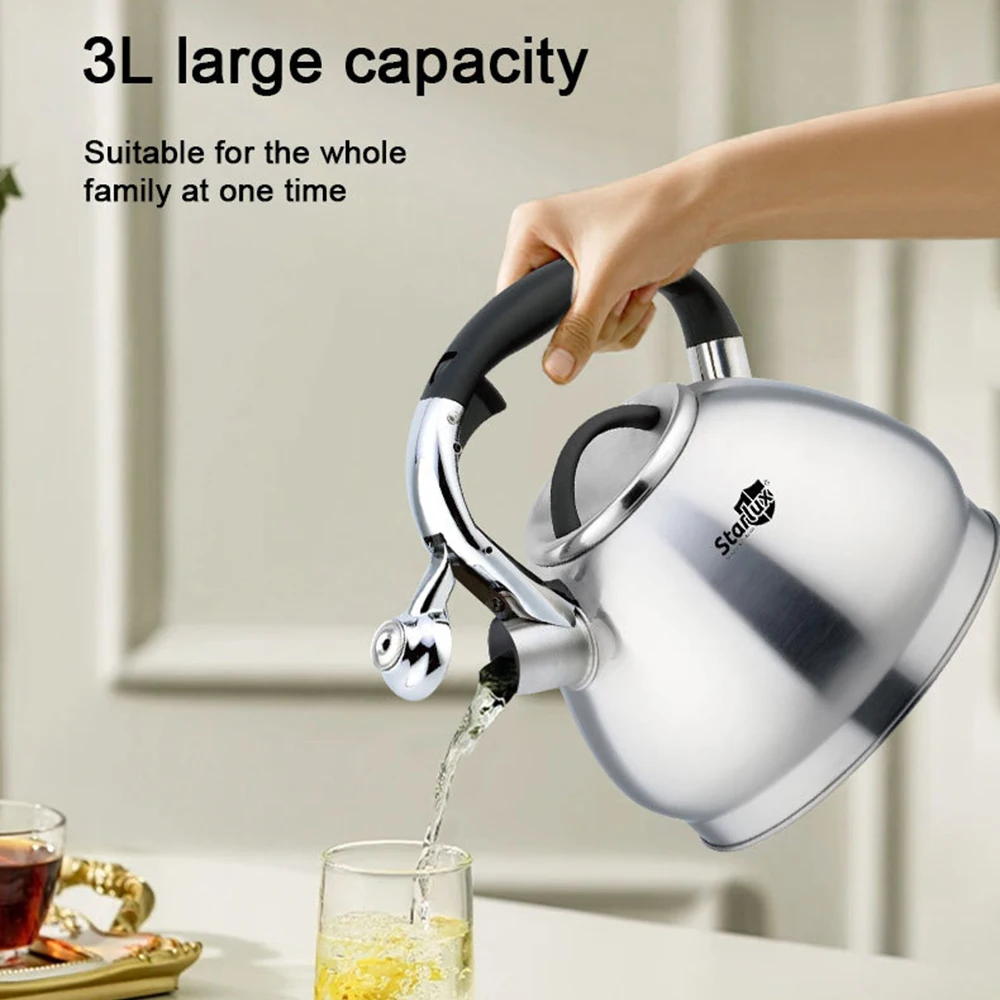 2025 New stainless steel whistle kettle, European household boiling water kettle, Induction cooker gas universal kettle, 3L